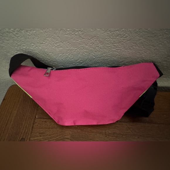 80s Neon Fanny Pack Adjustable Retro Two Pockets Waist Bag Lightweight - Picture 2 of 7